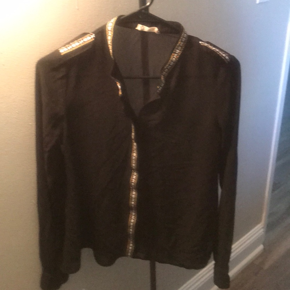 Black blouse with beautiful contrast stitching